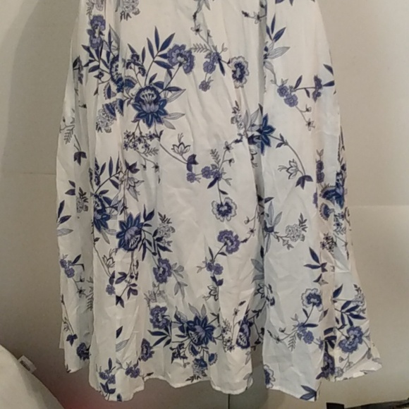 Blue White Floral Ethereal Fairy Lightweight Cotton Garden Milkmaid Shirt dress - Picture 8 of 13